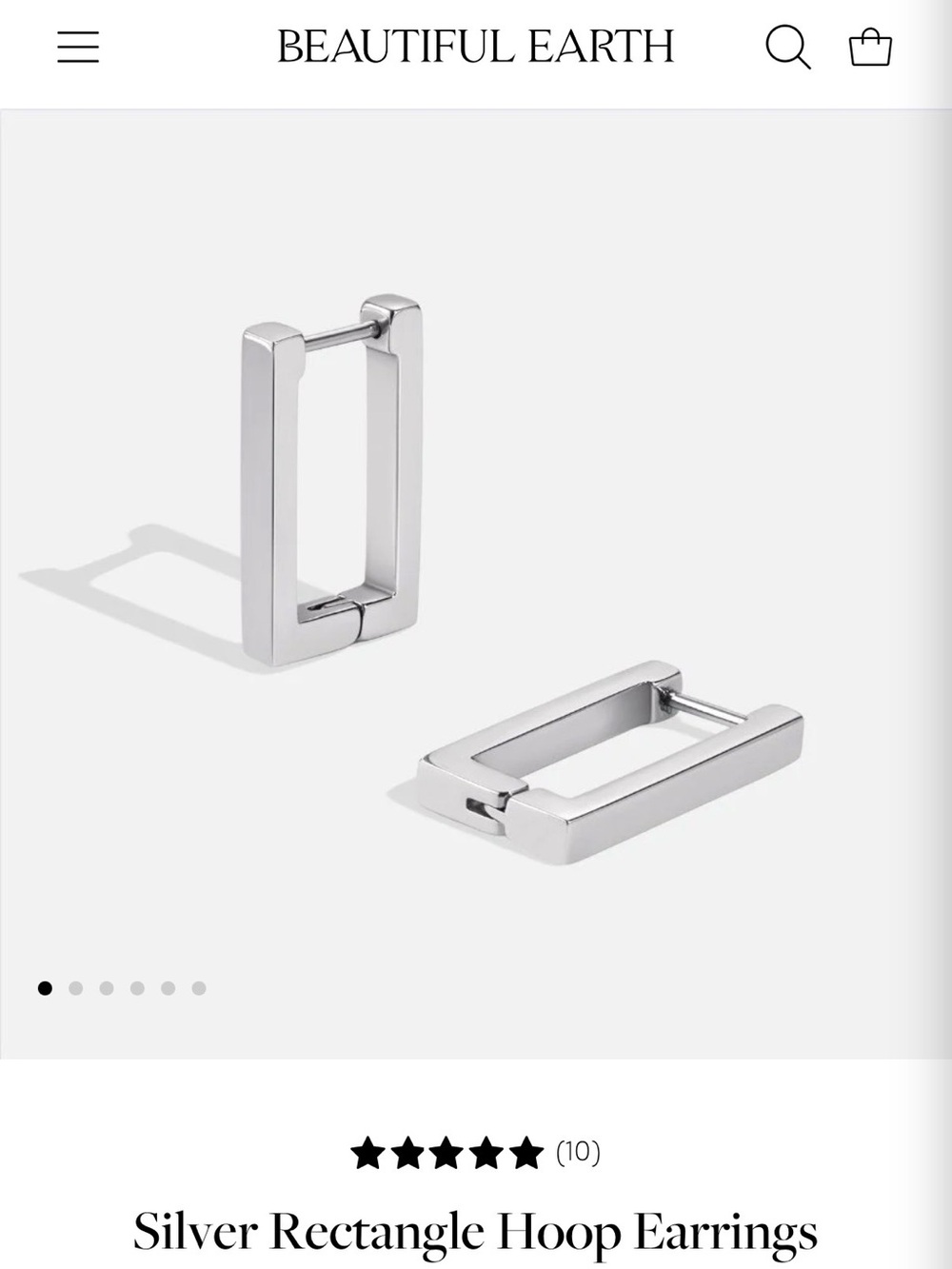 Contemporary Silver Rectangle Hoop Earrings